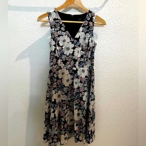 Ann Taylor dark blue, white, and pink floral dress 00P